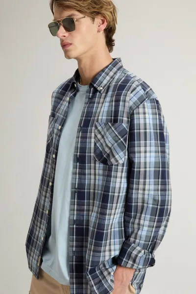 Košeľa Woolrich Madras Shirt Blue Check