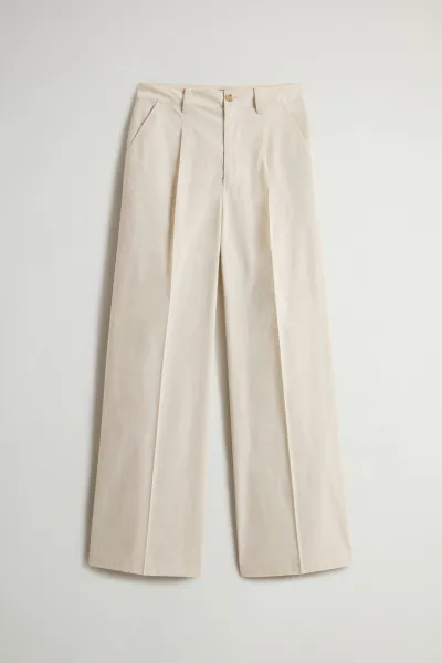 Nohavice Woolrich Wide Leg Chino Trouser Light Oak