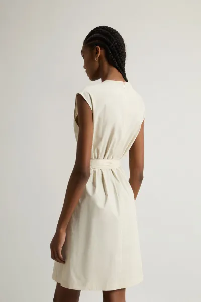 Šaty Woolrich Poplin Belted Dress Light Oak