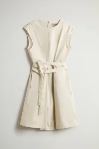 Šaty Woolrich Poplin Belted Dress Light Oak