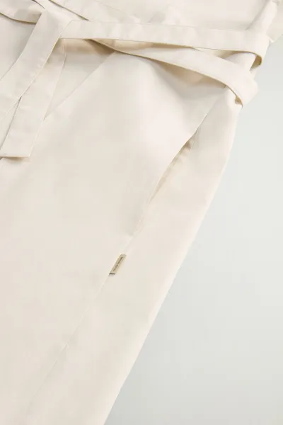 Šaty Woolrich Poplin Belted Dress Light Oak