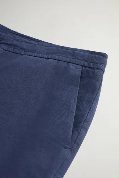 Nohavice Woolrich Linen Blend Pants Dream Blue