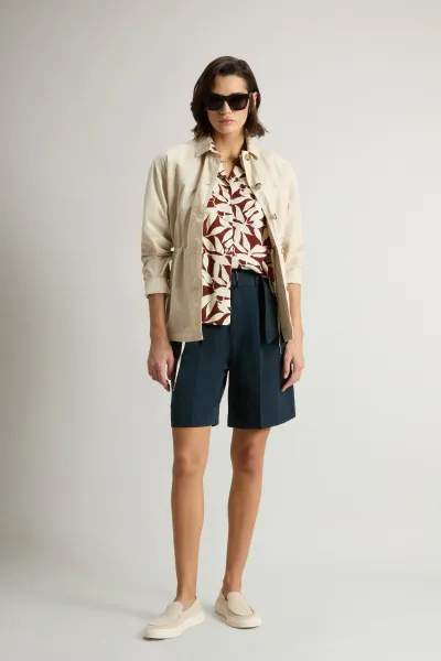 Košeľa Woolrich Printed Fluid Shirt Red Leaf