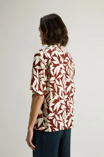 Košeľa Woolrich Printed Fluid Shirt Red Leaf