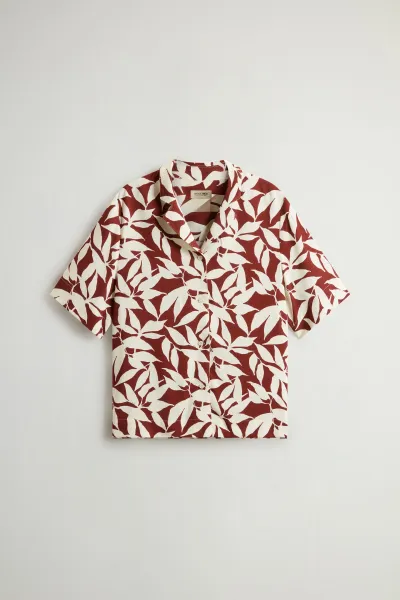 Košeľa Woolrich Printed Fluid Shirt Red Leaf