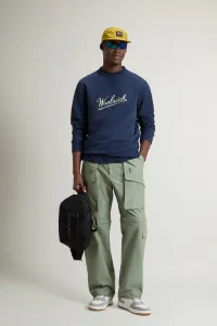 Mikina Woolrich Mouline Crewneck Melton Blue