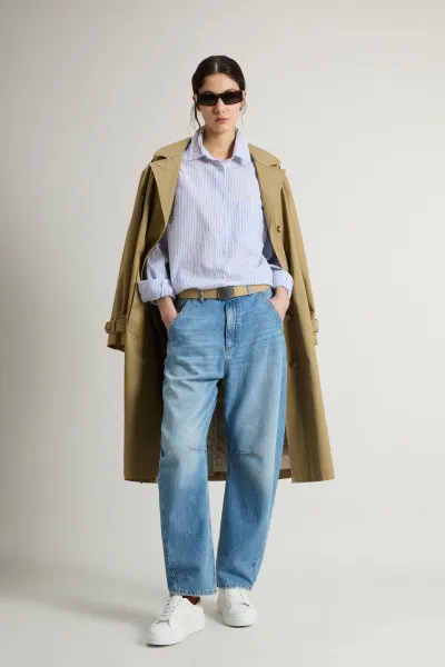 Košeľa Woolrich Seersucker Cotton Shirt Blue Stripe