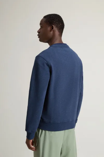 Mikina Woolrich Mouline Crewneck Melton Blue