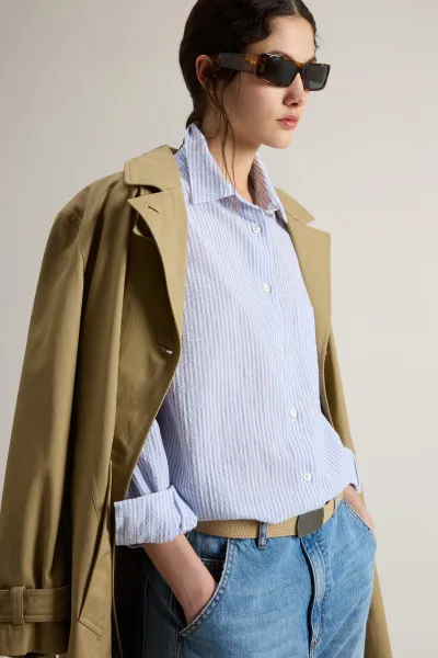 Košeľa Woolrich Seersucker Cotton Shirt Blue Stripe