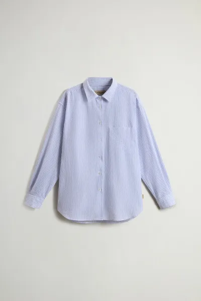 Košeľa Woolrich Seersucker Cotton Shirt Blue Stripe