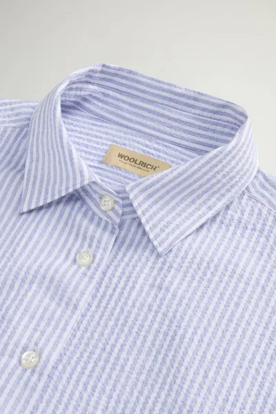 Košeľa Woolrich Seersucker Cotton Shirt Blue Stripe