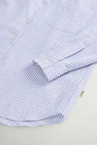 Košeľa Woolrich Seersucker Cotton Shirt Blue Stripe