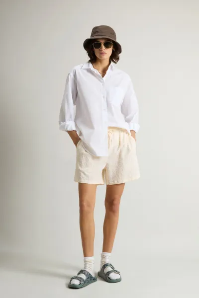 Košeľa Woolrich Seersucker Cotton Shirt Jet Stream