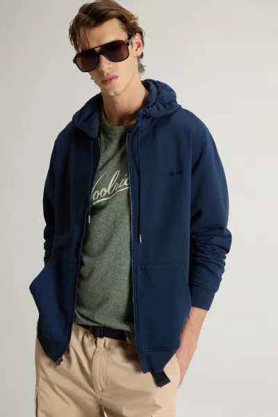 Mikina Woolrich Light Fleece Full-Zip Hoodie Dream Blue