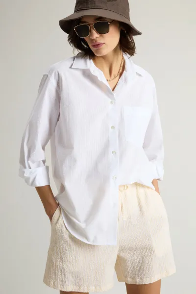 Košeľa Woolrich Seersucker Cotton Shirt Jet Stream