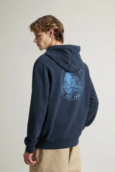 Mikina Woolrich Graphic Hoodie Melton Blue