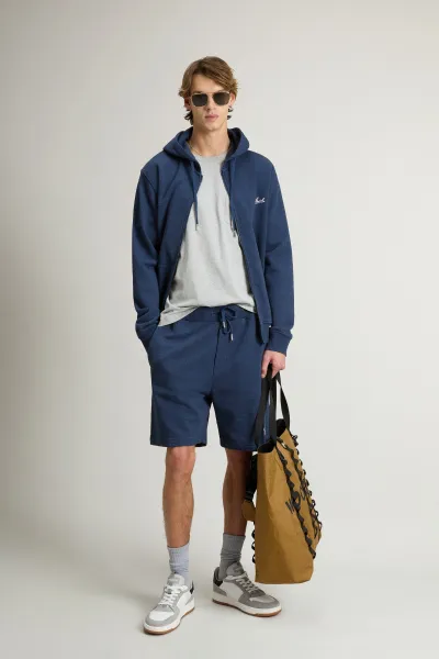 Mikina Woolrich Mouline Full-Zip Hoodie Melton Blue