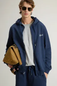Mikina Woolrich Mouline Full-Zip Hoodie Melton Blue