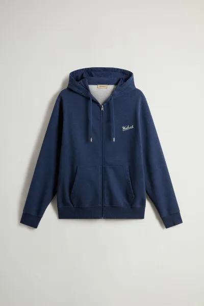 Mikina Woolrich Mouline Full-Zip Hoodie Melton Blue