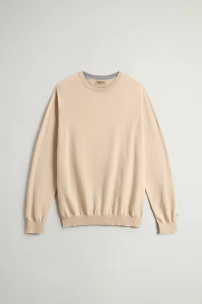 Sveter Woolrich Logo Cotton Crewneck White Pepper