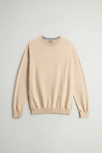 Sveter Woolrich Logo Cotton Crewneck White Pepper