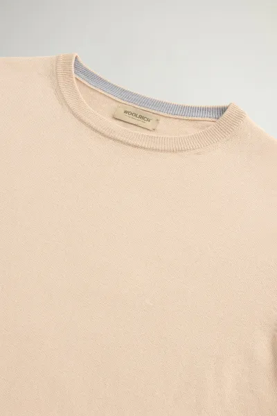 Sveter Woolrich Logo Cotton Crewneck White Pepper