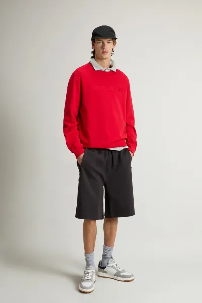 Mikina Woolrich Light Fleece Crewneck Barbados Cherry