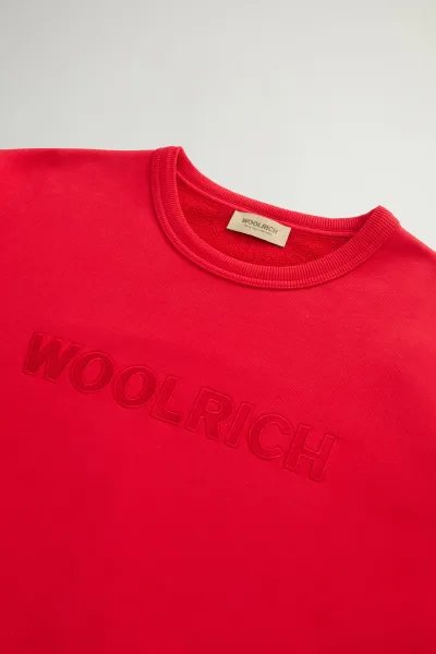 Mikina Woolrich Light Fleece Crewneck Barbados Cherry