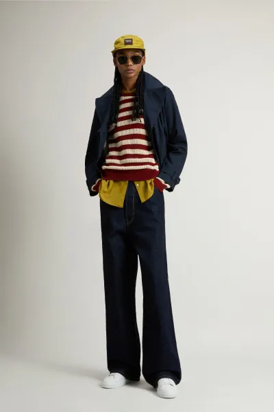 Sveter Woolrich Boxy Crewneck Madder Brown Stripe