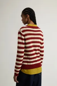 Sveter Woolrich Boxy Crewneck Madder Brown Stripe