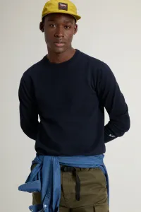Sveter Woolrich Logo Cotton Crewneck Melton Blue
