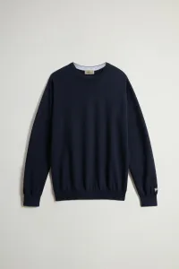 Sveter Woolrich Logo Cotton Crewneck Melton Blue