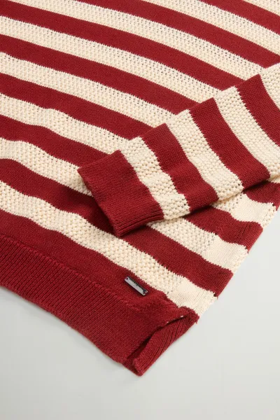 Sveter Woolrich Boxy Crewneck Madder Brown Stripe