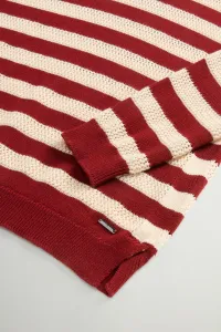Sveter Woolrich Boxy Crewneck Madder Brown Stripe