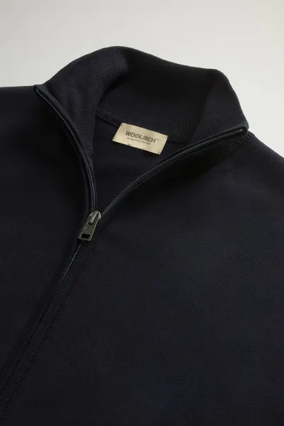Sveter Woolrich Full-Zip Cotton Cardigan Melton Blue