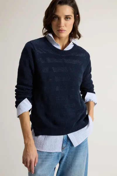 Sveter Woolrich Boxy Crewneck Melton Blue