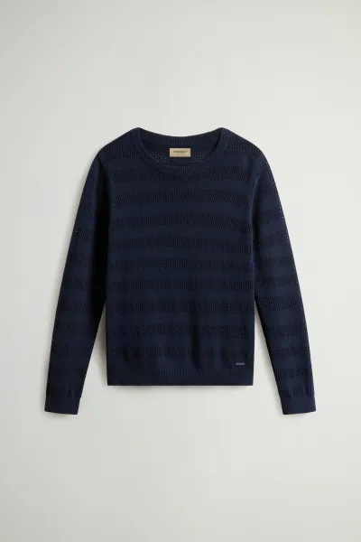 Sveter Woolrich Boxy Crewneck Melton Blue