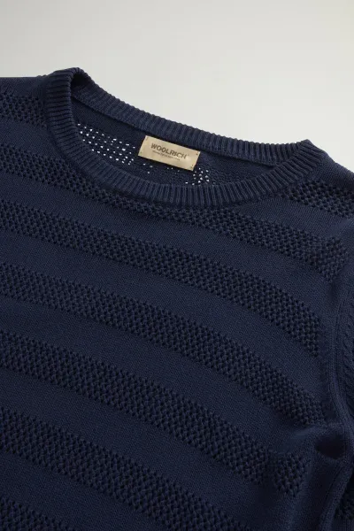 Sveter Woolrich Boxy Crewneck Melton Blue