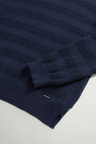 Sveter Woolrich Boxy Crewneck Melton Blue