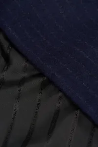 Kabát Karl Lagerfeld Pinstripe Tailored Coat Navy
