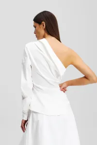 Blúzka Karl Lagerfeld One Shoulder Poplin Blouse White