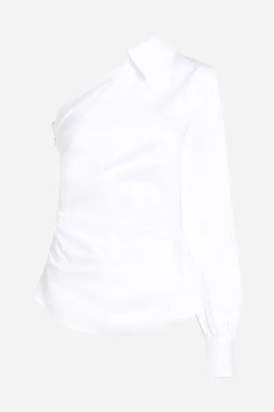 Blúzka Karl Lagerfeld One Shoulder Poplin Blouse White
