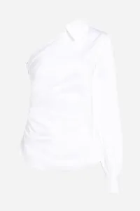 Blúzka Karl Lagerfeld One Shoulder Poplin Blouse White