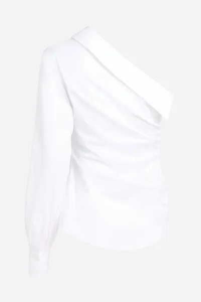 Blúzka Karl Lagerfeld One Shoulder Poplin Blouse White
