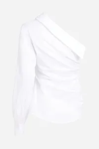 Blúzka Karl Lagerfeld One Shoulder Poplin Blouse White