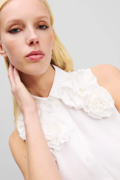 Šaty Karl Lagerfeld Flower Shirt Dress White
