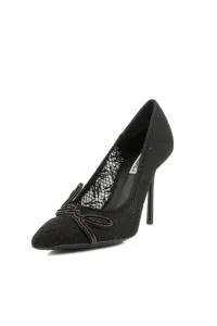 Lodičky Karl Lagerfeld Sarabande Signature Logo Court Black Satin Text Mono