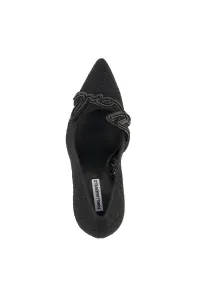 Lodičky Karl Lagerfeld Sarabande Signature Logo Court Black Satin Text Mono