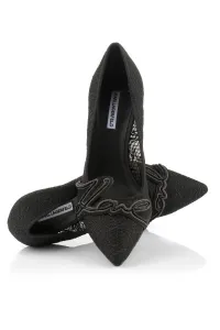 Lodičky Karl Lagerfeld Sarabande Signature Logo Court Black Satin Text Mono