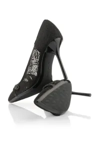 Lodičky Karl Lagerfeld Sarabande Signature Logo Court Black Satin Text Mono